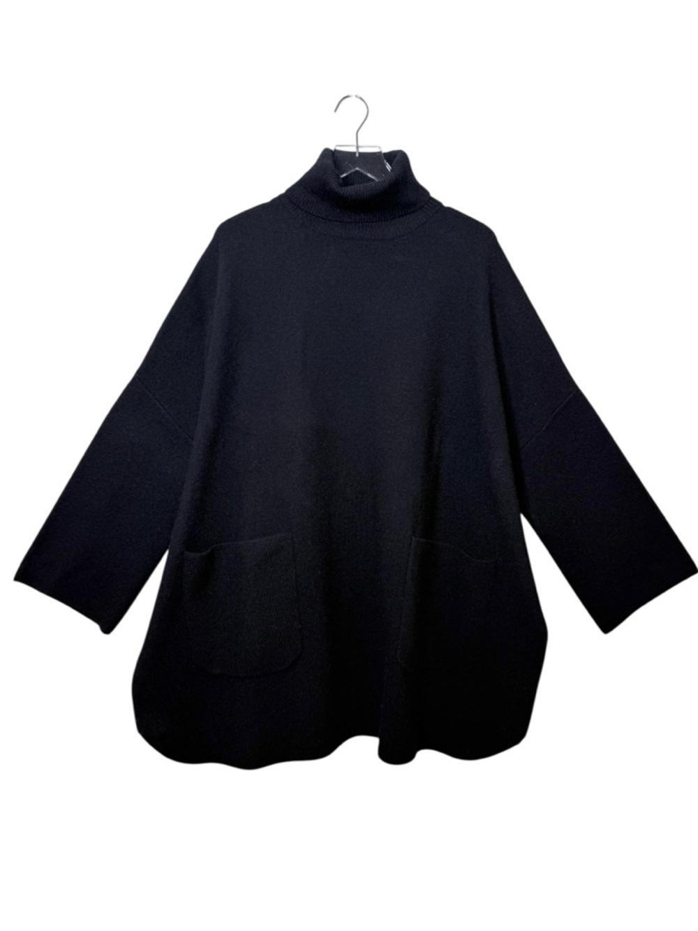 Anthropologie Pilcro Patch Pocket Turtleneck Poncho Sweater Black One Size